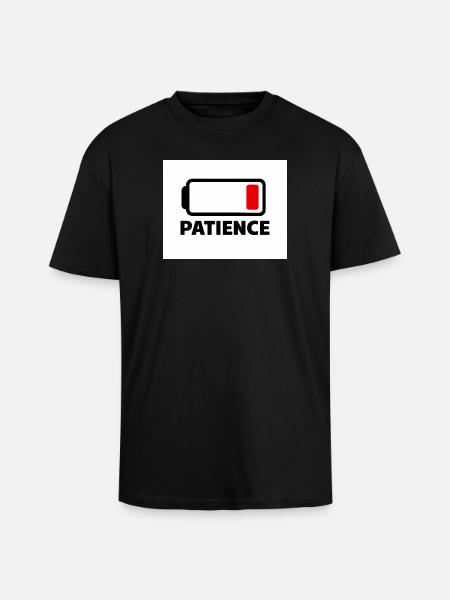PATIENCE Batterie Icon mit Schrift - Oversized Heavyweight Unisex T-Shirt - Schwarz