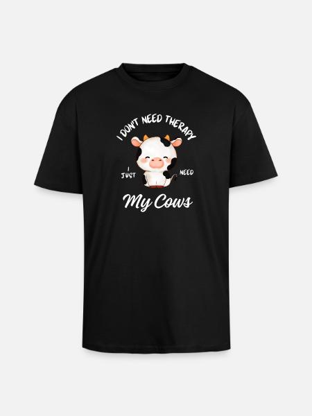 Cute Cow Therapy - Unisex Oversized Heavyweight T-shirt - black