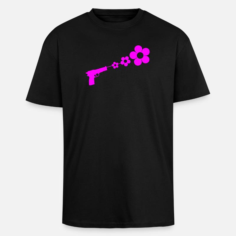 flowergun_1 - Oversized Heavyweight Unisex T-Shirt - Schwarz