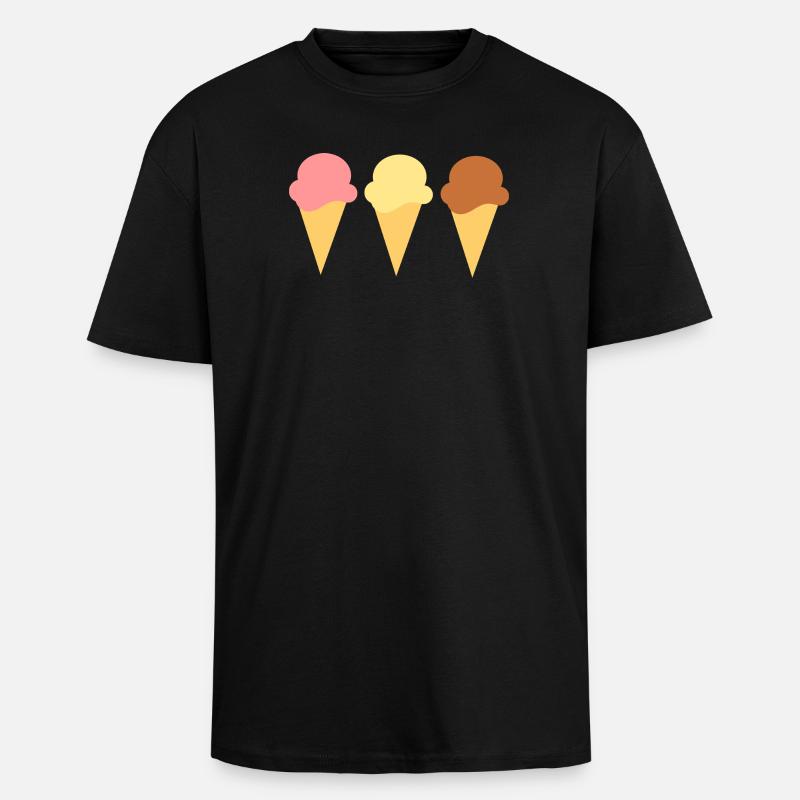 Eis Eiscreme Erdbeereis Vanilleeis Schokoeis - Oversized Heavyweight Unisex T-Shirt - Schwarz