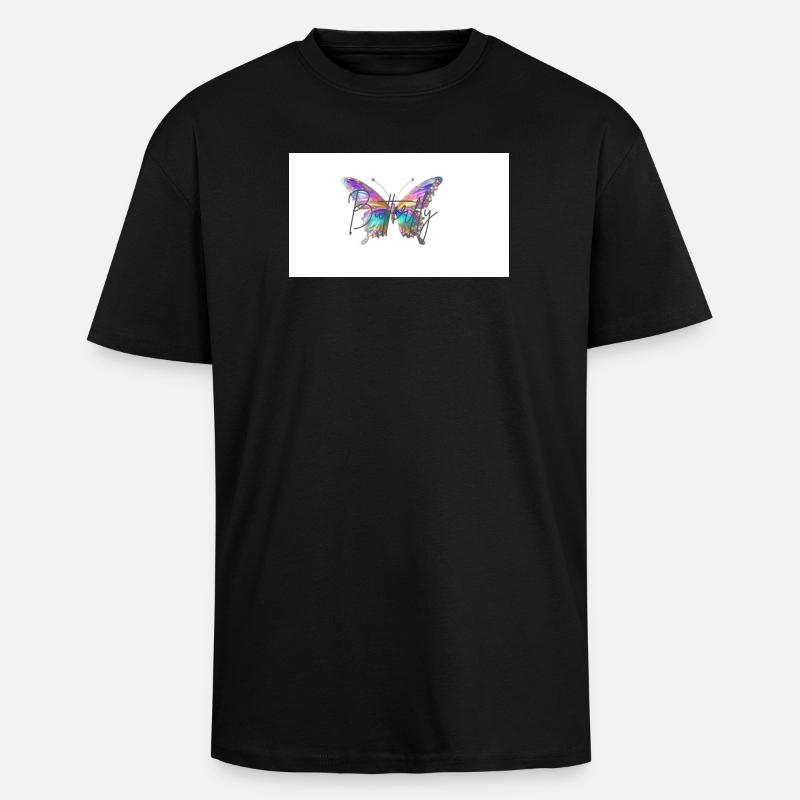 Bunter Schmetterling mit Wasserfarben-Effekt - Oversized Heavyweight Unisex T-Shirt - Schwarz