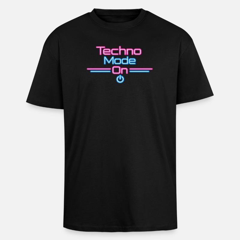 Techno Mode Neon On - T-shirt unisexe oversize épais - noir