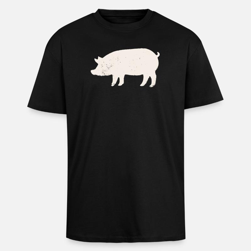Cochon - T-shirt unisexe oversize épais - noir