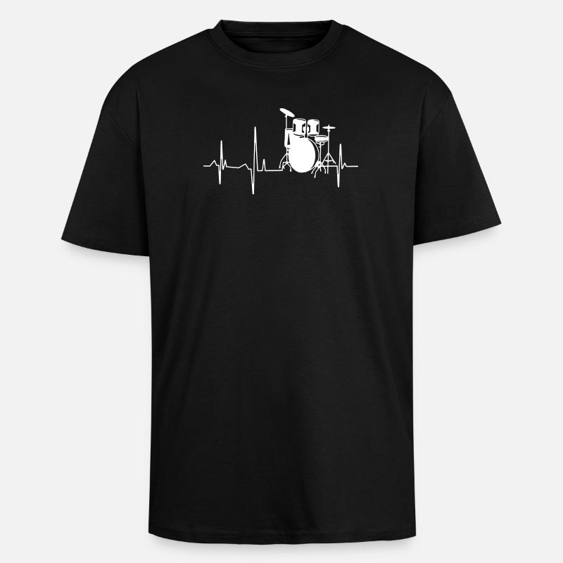 Rythme cardiaque du batteur - T-shirt unisexe oversize épais - noir