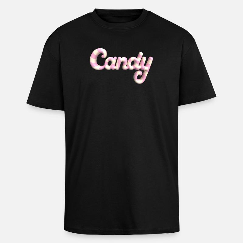 Candy Lettering - Rendu 3D style Candy - T-shirt unisexe oversize épais - noir
