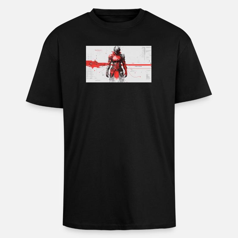 Futuristischer Cyber-Samurai - Oversized Heavyweight Unisex T-Shirt - Schwarz
