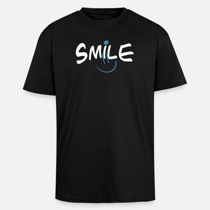 Fröhliches Smile mit Farbklecks - Oversized Heavyweight Unisex T-Shirt - Schwarz