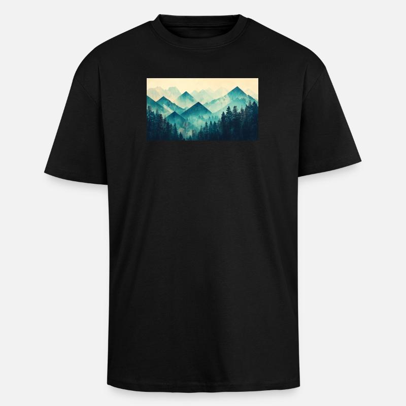 Wald Berge - Oversized Heavyweight Unisex T-Shirt - Schwarz