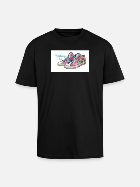 Bunte Sneakers mit Comic-Design - Oversized Heavyweight Unisex T-Shirt - Schwarz