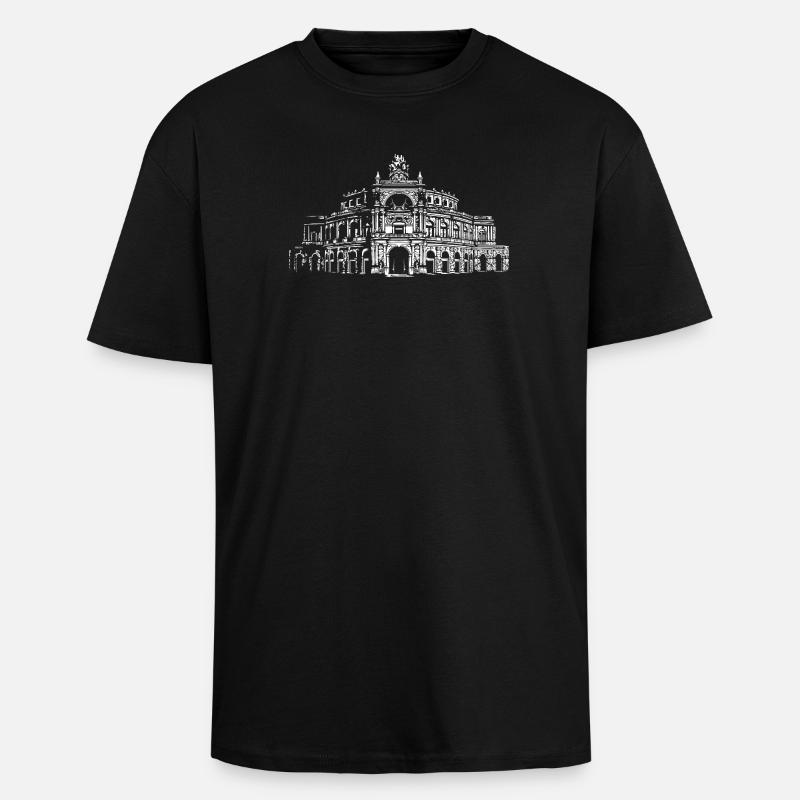 Semperoper Dresde Architecture Art - T-shirt unisexe oversize épais - noir