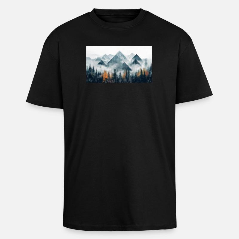 Wald Berge - Oversized Heavyweight Unisex T-Shirt - Schwarz
