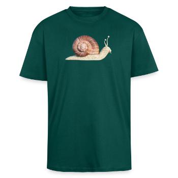 escargot - T-shirt unisexe oversize épais - hunter green - Devant - Alina (178cm) & Michal (187cm)