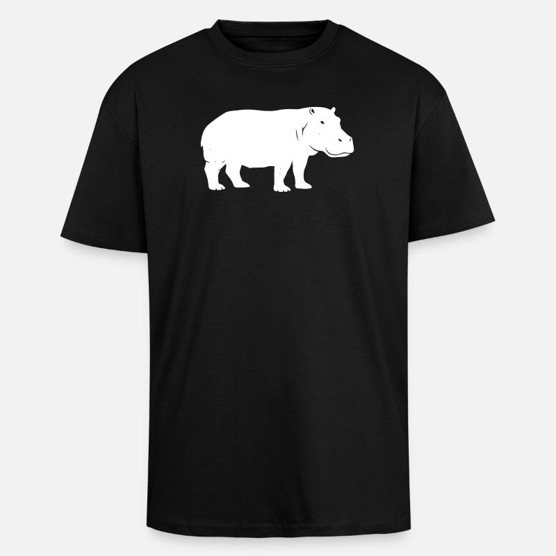 Hippo Silhouette Africa Vector - T-shirt unisexe oversize épais - noir