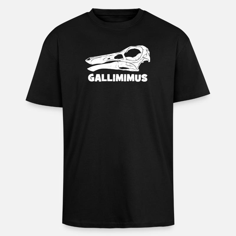 Fossile de crâne de Gallimimus - T-shirt unisexe oversize épais - noir
