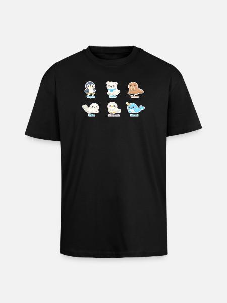 Kuschelige Arktis-Tierwelt - Oversized Heavyweight Unisex T-Shirt - Schwarz