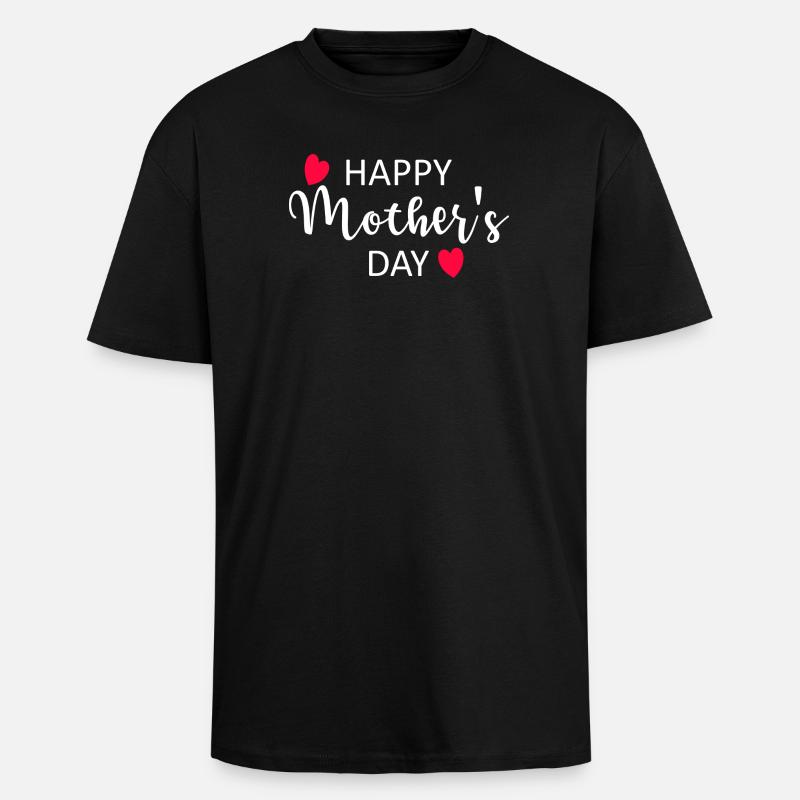 Happy Mother's Day Script Hearts - Oversized Heavyweight Unisex T-Shirt - Schwarz