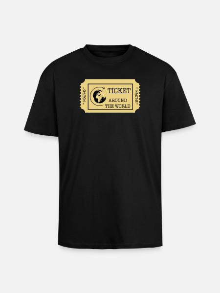 Around the World Ticket - Unisex Oversized Heavyweight T-shirt - black