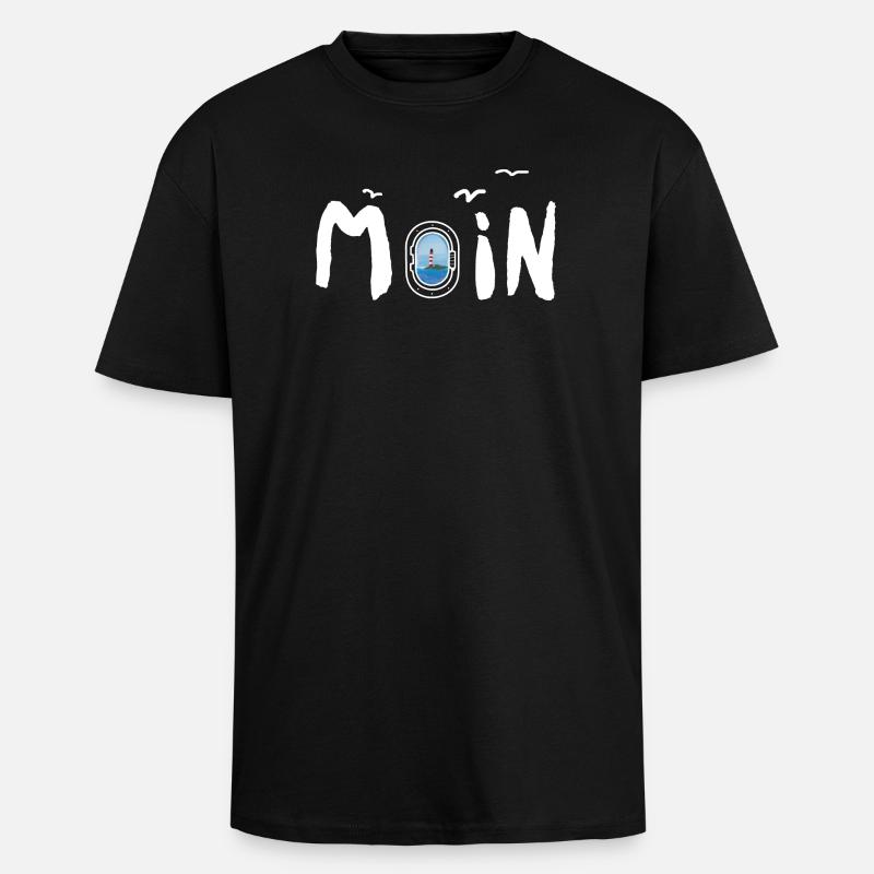 Moin Leuchtturm - Oversized Heavyweight Unisex T-Shirt - Schwarz