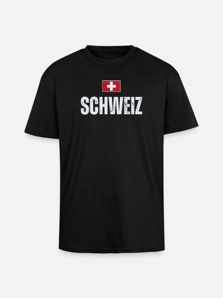 Schweizer Flagge, Schweizer Patriot - Oversized Heavyweight Unisex T-Shirt - Schwarz