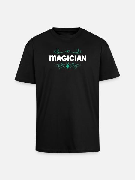 Magician logo with baroque ornament - Unisex Oversized Heavyweight T-shirt - black