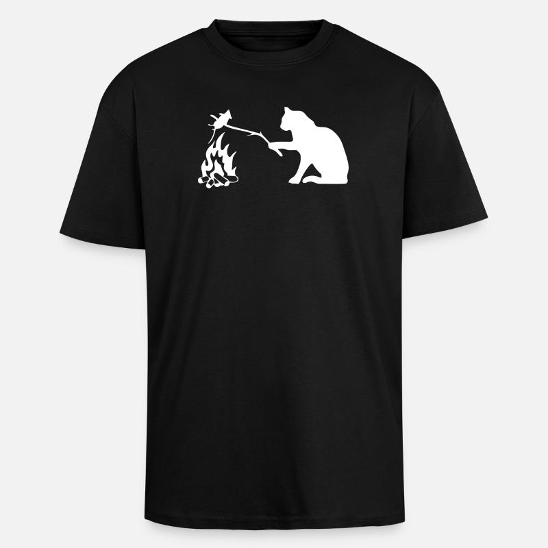 Silent Observer Cat by Campfire - Unisex Oversized Heavyweight T-shirt - black