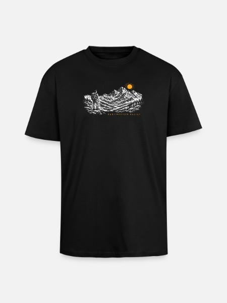 Hiker Sunrise Destination Relief Light - Unisex Oversized Heavyweight T-shirt - black