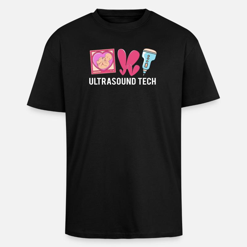 Ultrasonic Technician Ultrasonic Technician - Unisex Oversized Heavyweight T-shirt - black