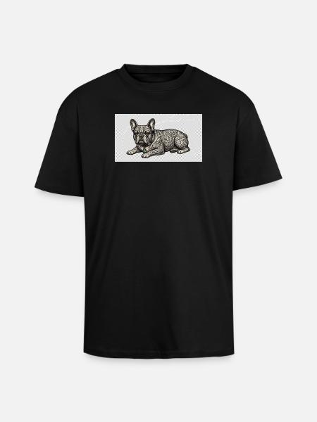Ornate Bulldog Tattoo Pattern - Unisex Oversized Heavyweight T-shirt - black