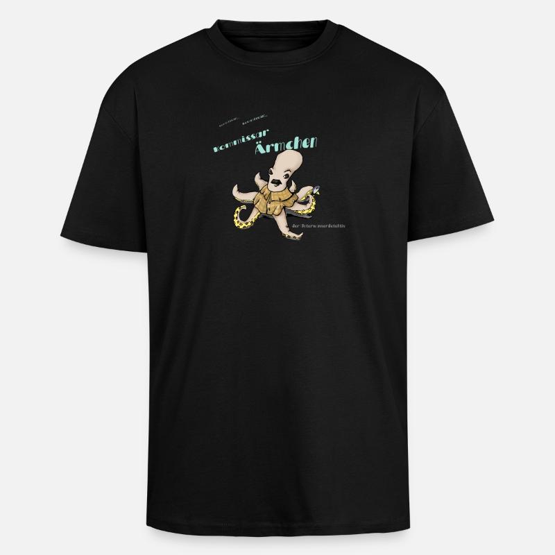 Kommissar Ärmchen - Oversized Heavyweight Unisex T-Shirt - Schwarz