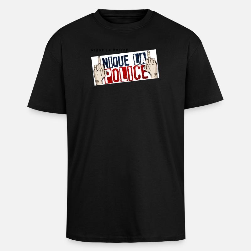 Fick die Polizei - Oversized Heavyweight Unisex T-Shirt - Schwarz