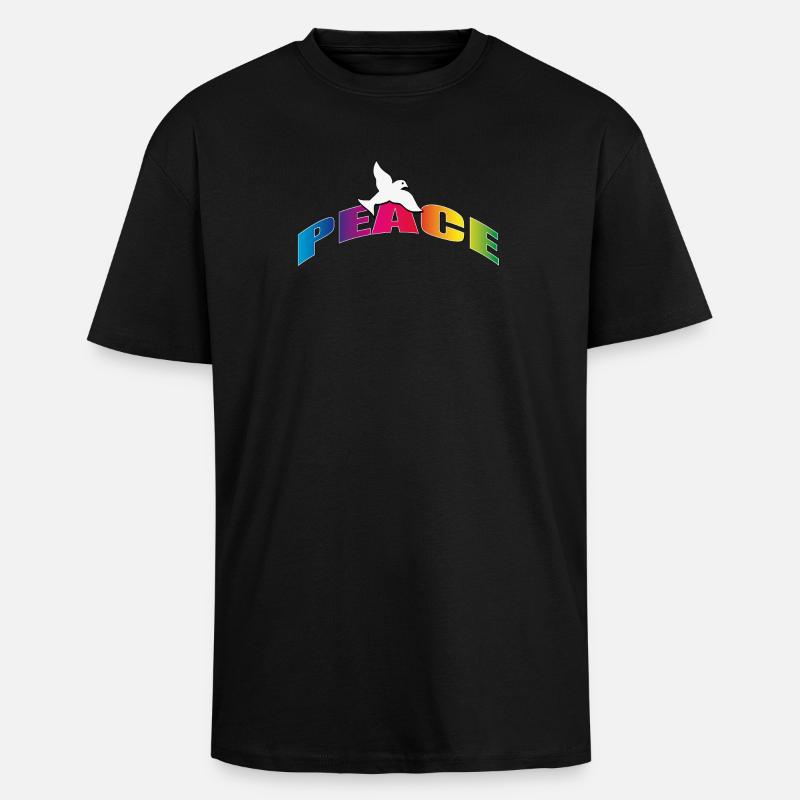 Peace mit Taube Regenbogenfarben - Oversized Heavyweight Unisex T-Shirt - Schwarz
