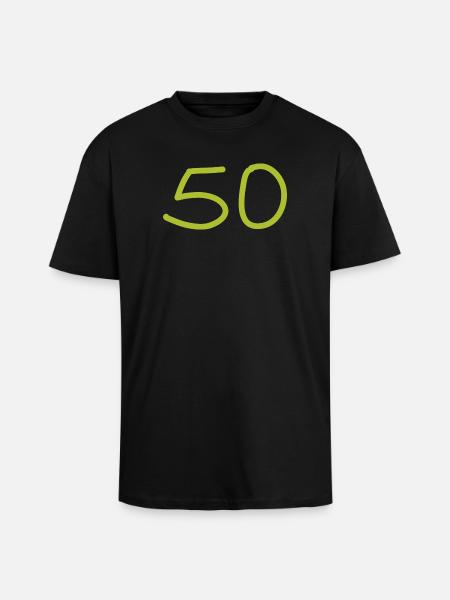 50th birthday fifty number green - Unisex Oversized Heavyweight T-shirt - black