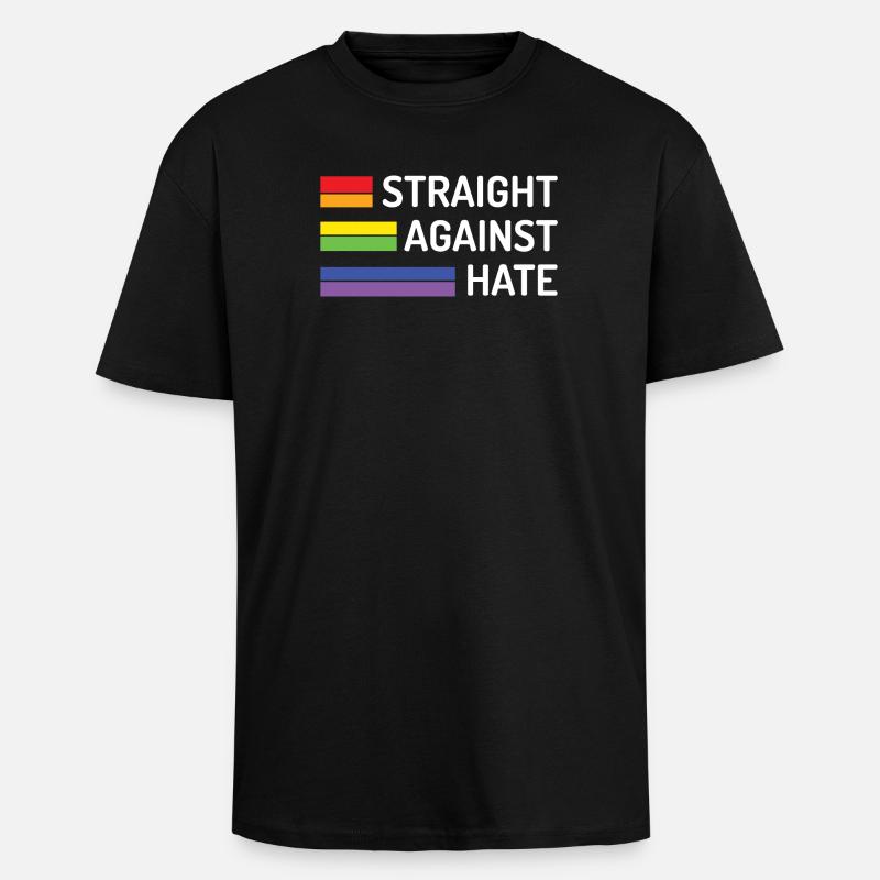 Pride Month - Straight Against Hate - Unisex Oversized Heavyweight T-shirt - black