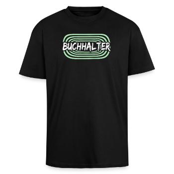 Accountant - Unisex Oversized Heavyweight T-shirt - black - Front - Alina (178cm) & Michal (187cm)