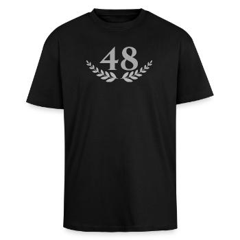48 - Oversized Heavyweight Unisex T-Shirt - Schwarz - Vorne - Alina (178cm) & Michal (187cm)