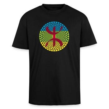 Berbère Maroc Maroc de Amazigh Tamazight - T-shirt unisexe oversize épais - noir - Devant - Alina (178cm) & Michal (187cm)