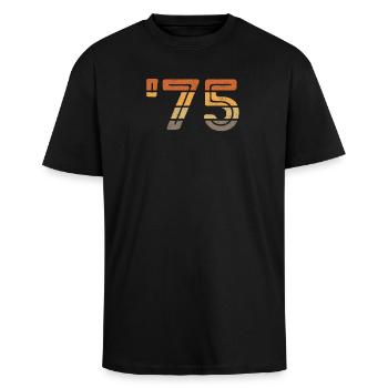 Year '75 - 1975 - T-shirt unisexe oversize épais - noir - Devant - Alina (178cm) & Michal (187cm)