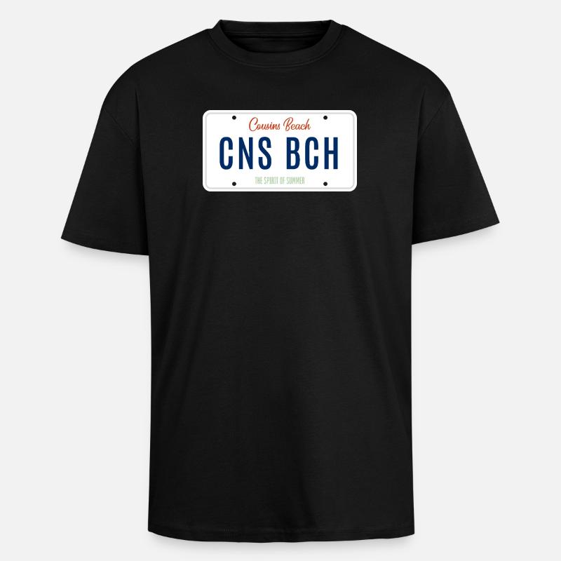 Plage Cousins – Plaque d’immatriculation - T-shirt unisexe oversize épais - noir