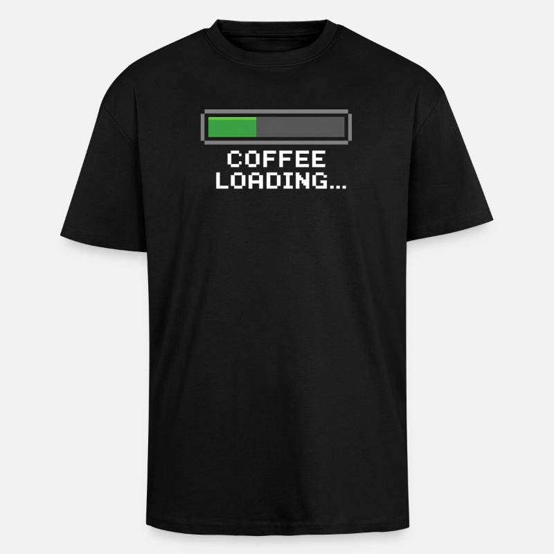 Coffee Loading Bar Pixel - Unisex Oversized Heavyweight T-shirt - black