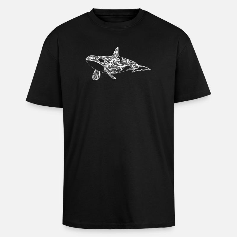miekkavalas - Paksu unisex oversize t-paita - musta