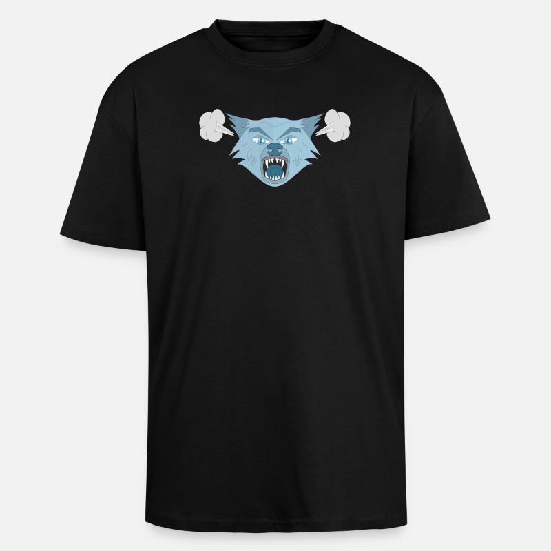 Wütender Wolf - Oversized Heavyweight Unisex T-Shirt - Schwarz