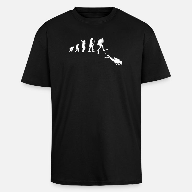 Evolution of Human Progress Illustration - Unisex Oversized Heavyweight T-shirt - black