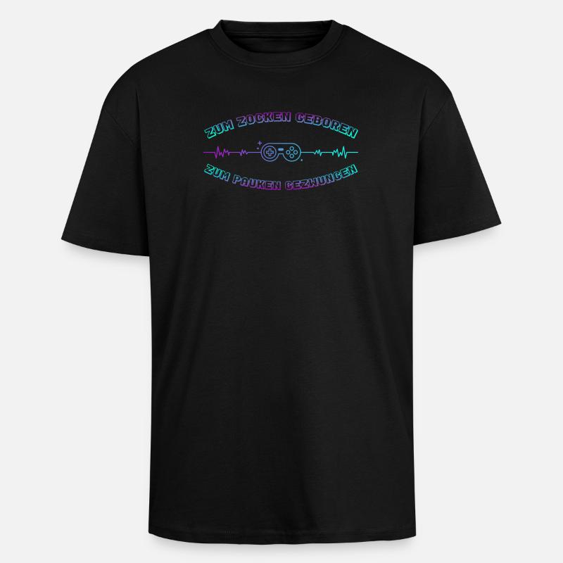 Zocken Geboren Neon Controller - Oversized Heavyweight Unisex T-Shirt - Schwarz