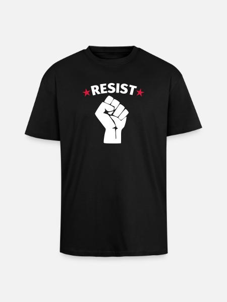 Resistance protest raised fist - Unisex Oversized Heavyweight T-shirt - black