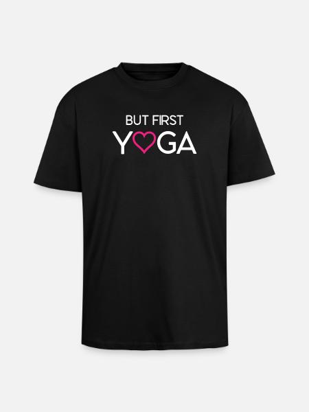 But First Yoga - Unisex Oversized Heavyweight T-shirt - black