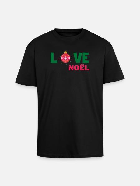 Love Noël - T-shirt unisexe oversize épais - noir
