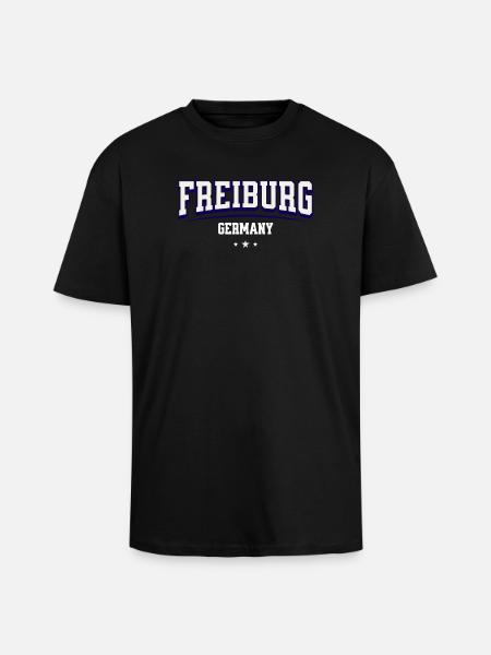 Freiburg Germany College Design - Unisex Oversized Heavyweight T-shirt - black