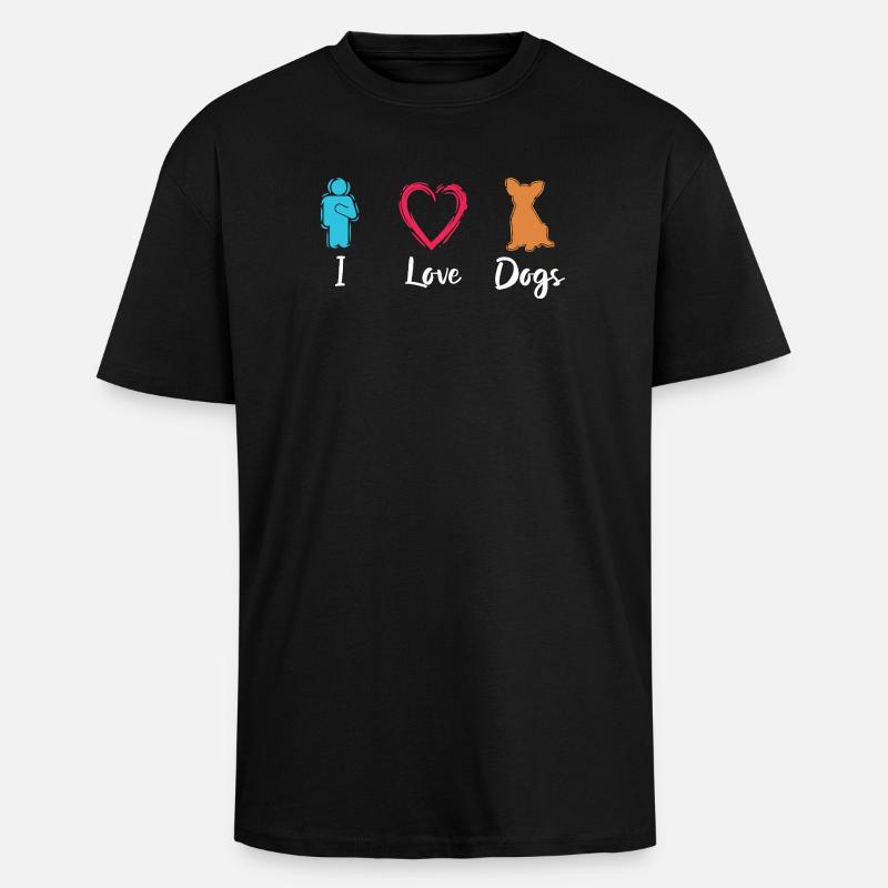 Ich liebe Hunde - Oversized Heavyweight Unisex T-Shirt - Schwarz