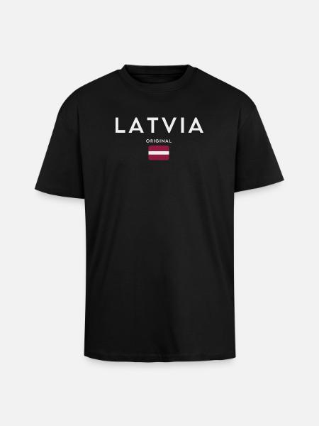 Latvian flag, Latvian pride - Unisex Oversized Heavyweight T-shirt - black