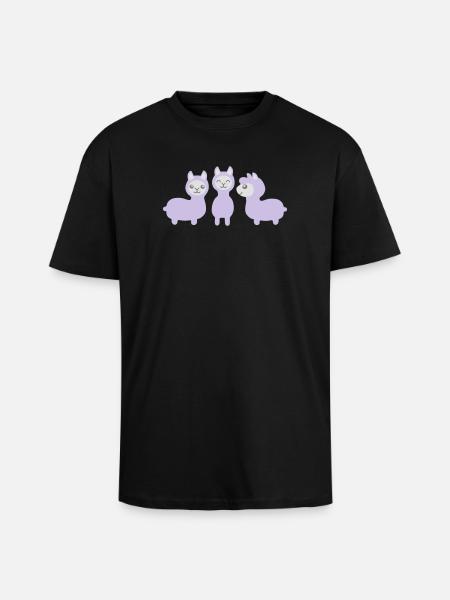 Drei Alpakas - Oversized Heavyweight Unisex T-Shirt - Schwarz